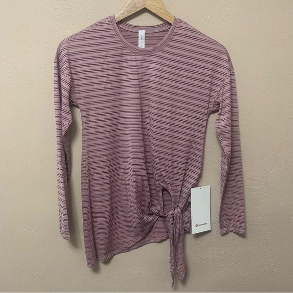 Lululemon Tie Your Practice Long Sleeve Stripe Size 0 Mauve NWT New W3CDIS - Picture 4 of 12